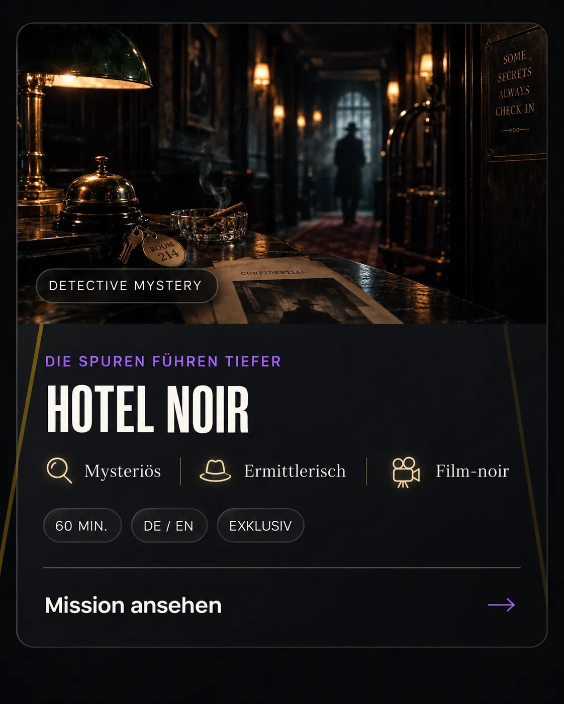 Filmische Szene aus Hotel Noir