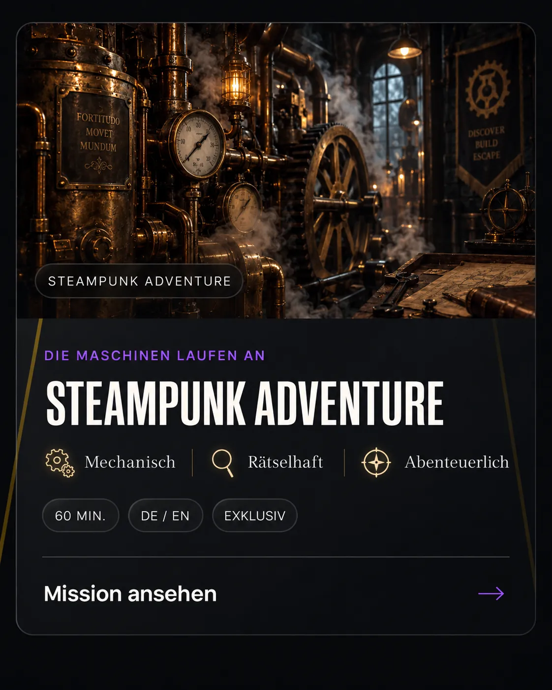 Filmische Szene aus Steampunk Adventure